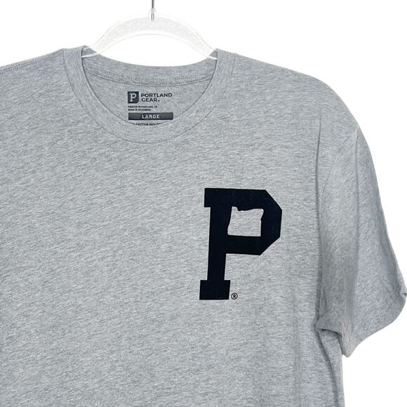 PORTLAND GEAR Soft-Blend Rose City "P" Tee Short Sleeve Crew Neck Grey Mens L - Picture 3 of 7